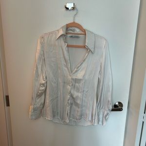 Silky white zara button down